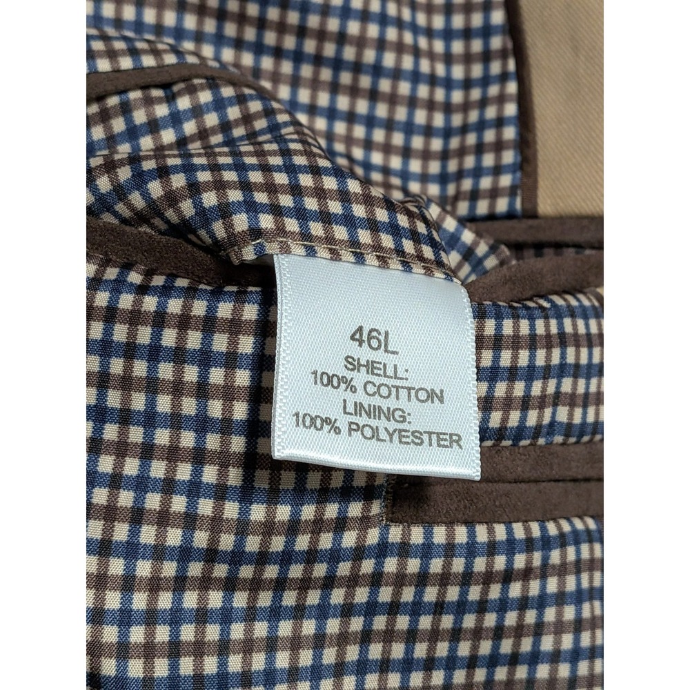 NWT Saddlebred Men's Solid Tan 100% Cotton Quilted Blazer Size 46L - Picture 4 of 10